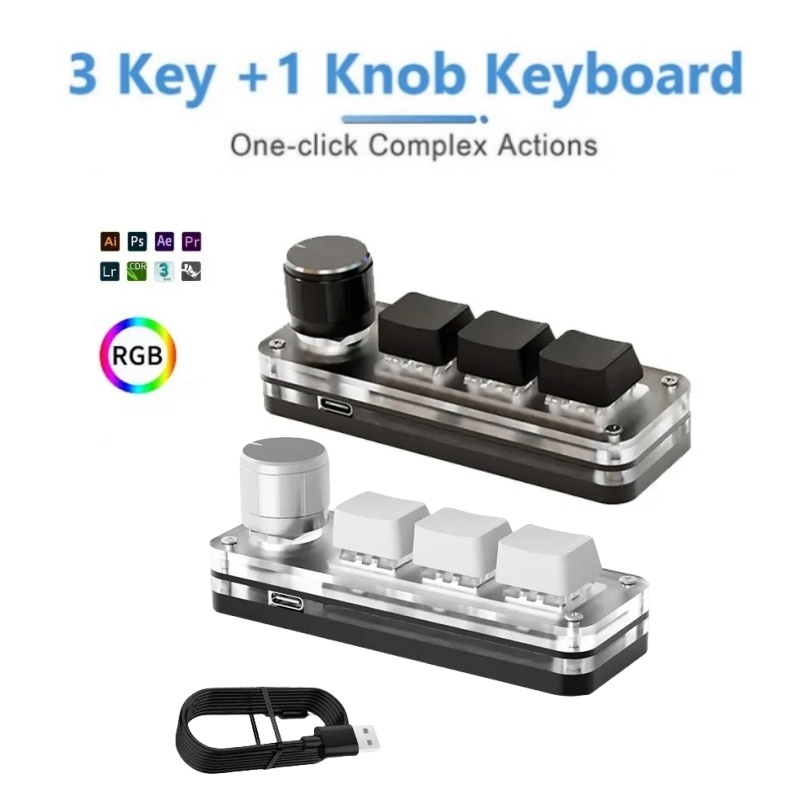 Home Office Programmer - Mini Keyboard 3 Keys 1 Knob
