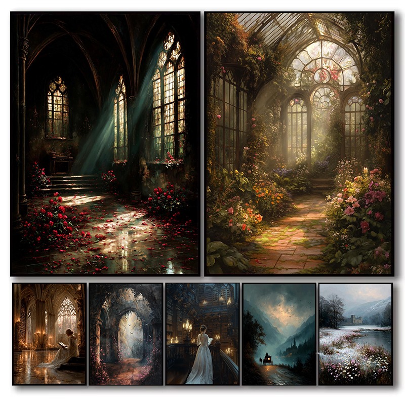 Home Office And Library - Dark Academia Canvas Print Gothic Library