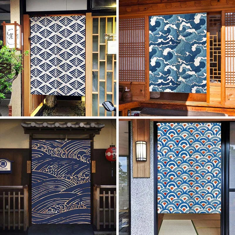 Home Office Room Inspiration - VIKAMA Ukiyo-E Great Wave Inspired Noren