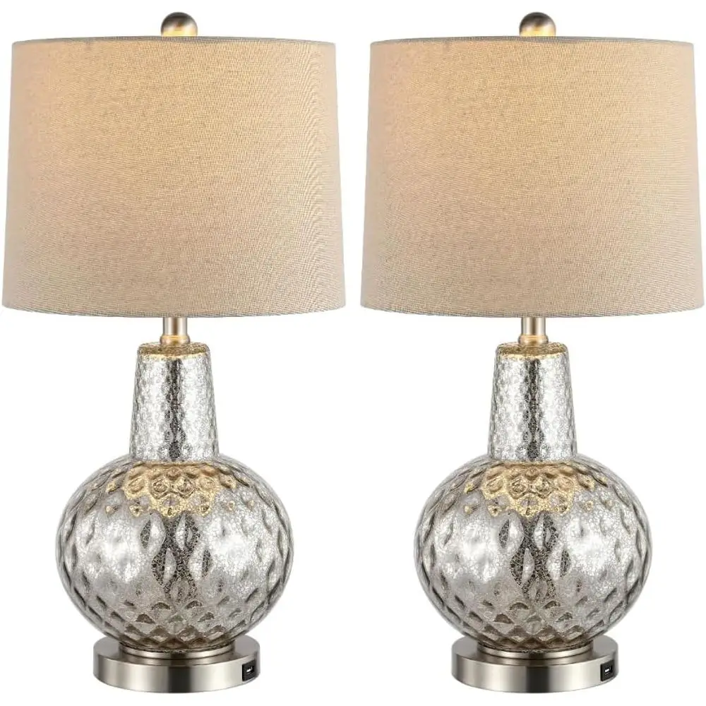 Home Office Lamp - 24-inch Silver/Ivory Shade LED Table Lamp