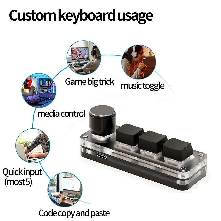 Mini Keyboard 3 Keys 1 Knob RG - Home Office Programmer review and price