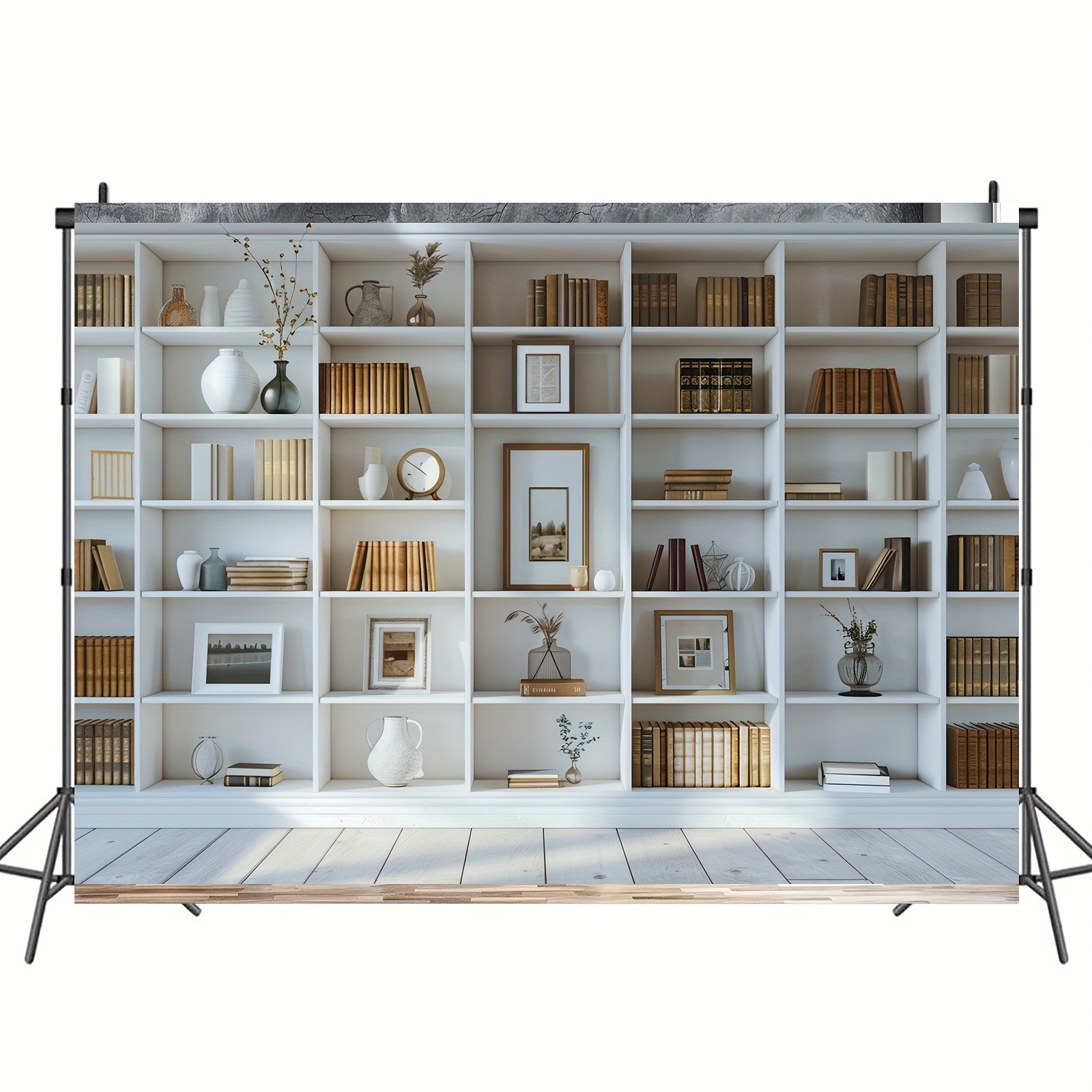 1pc White Bookshelf background - Home Office Zoom Background Free review and price