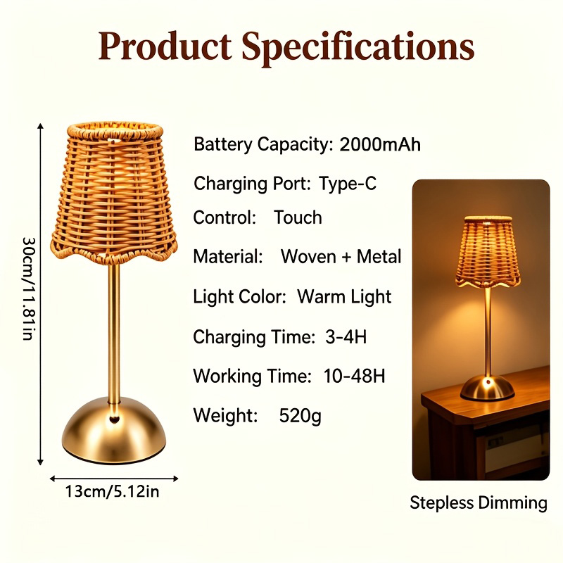 Bohemian Woven Rattan Art Tabl - Home Office Lamp review and price