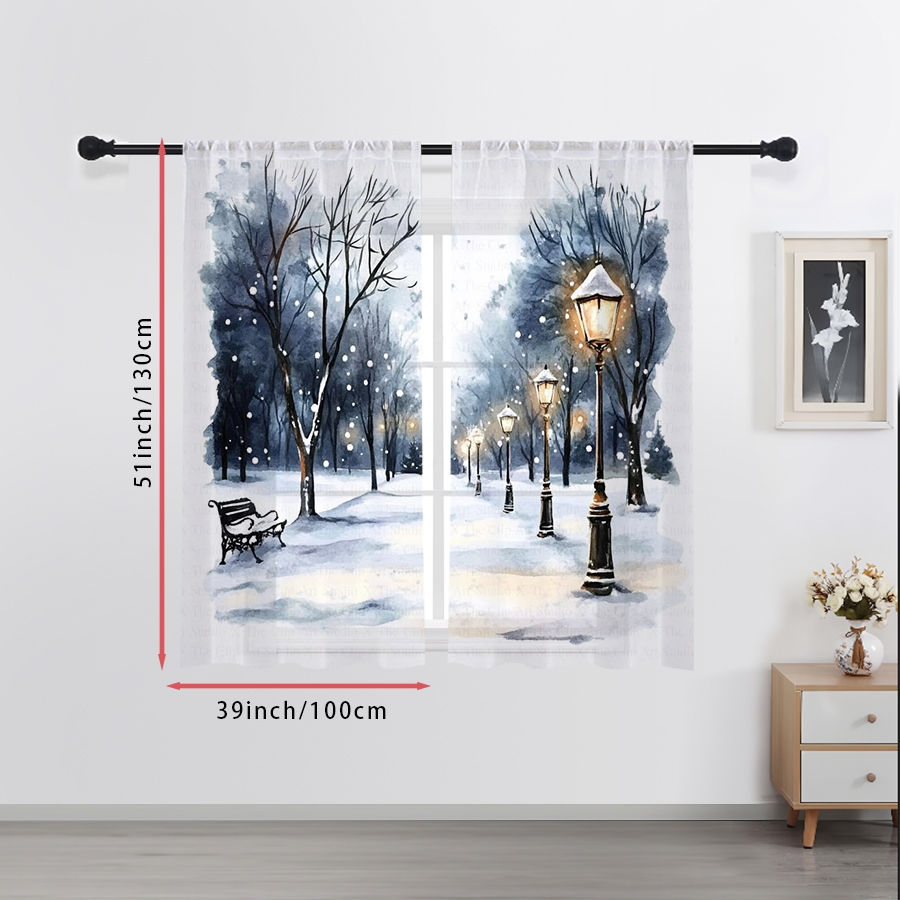 2PCS Sheer Curtains Winter Sno - Home Office Lamp review and price