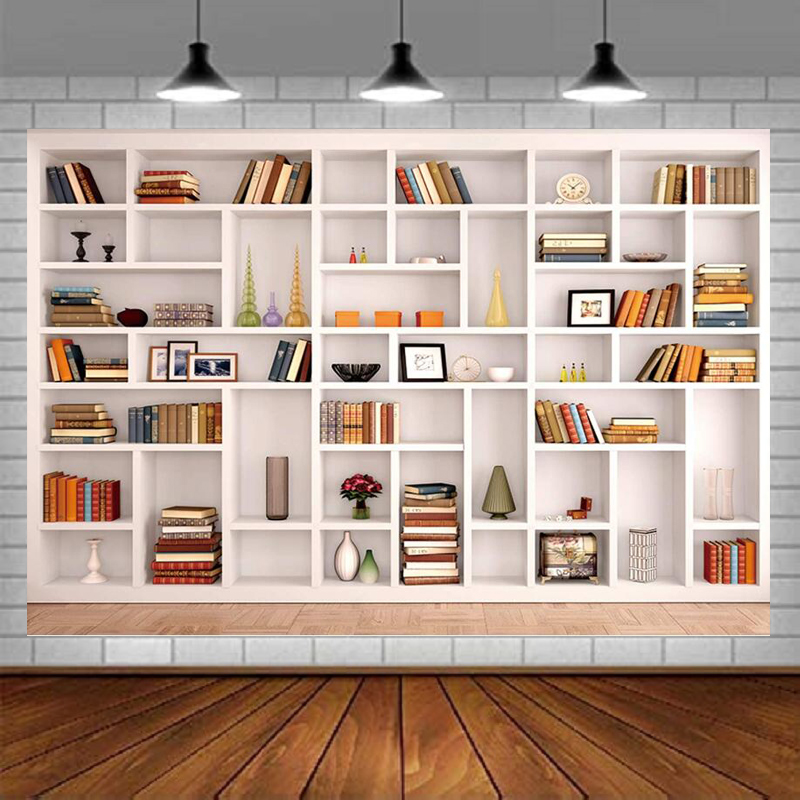 White Bookshelf Photography Ba - Home Office Zoom Background Free review and price