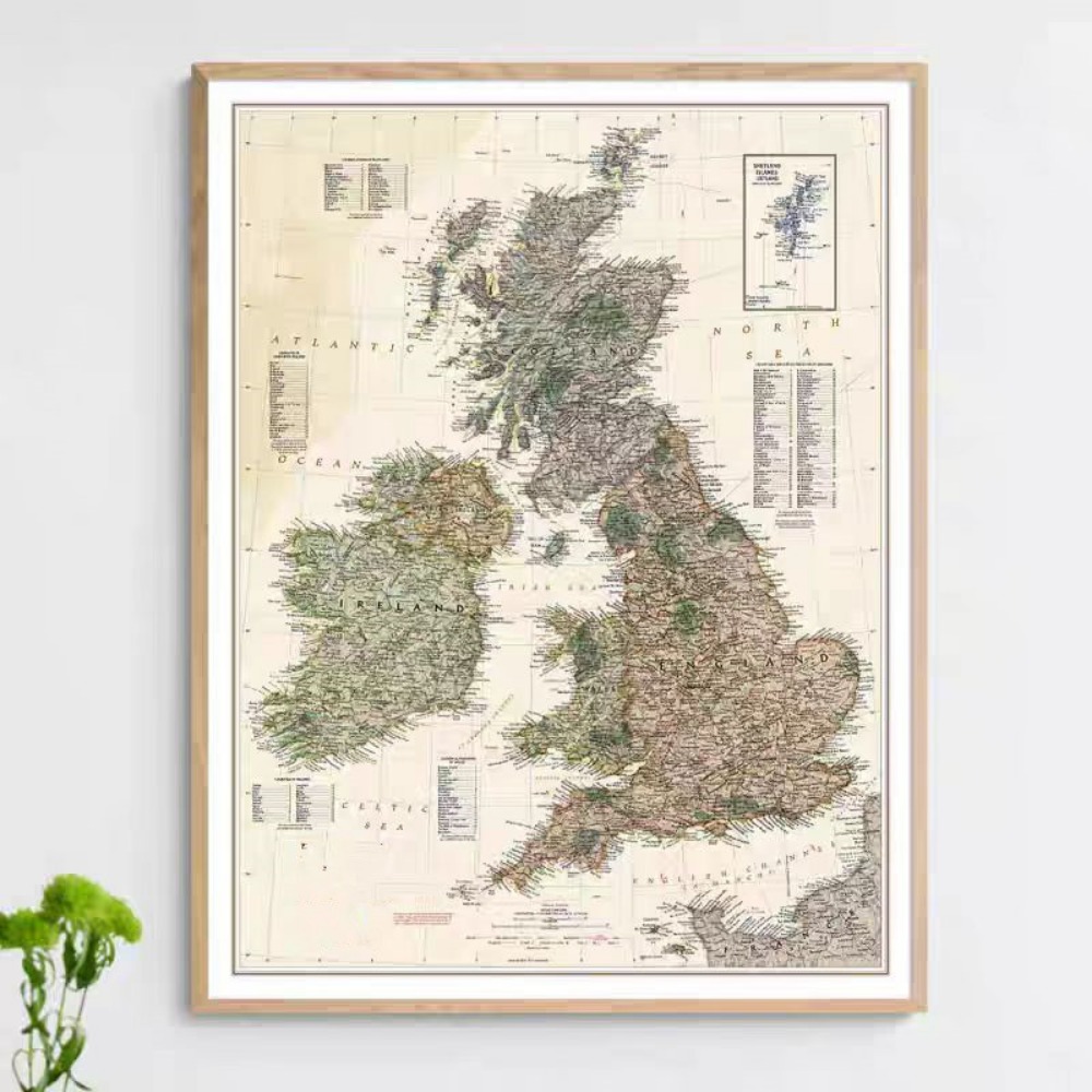 Vintage HD Britain Map Posters - Home Office And Library review and price