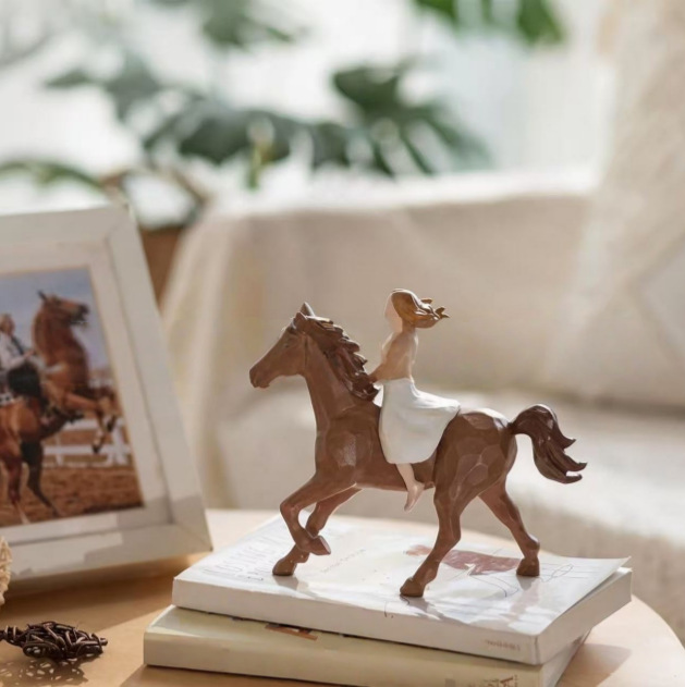 Wood Carving Style Girl Riding - Home Office Room Inspiration review and price